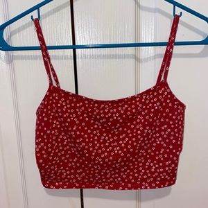 Small red and white flowered forever 21 cropped cami
